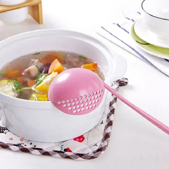 💙 Blue Two-in-one Kitchen Soup Spoon, Long Handle Plastic Colander ☆》NWT《☆ - Picture 4 of 6